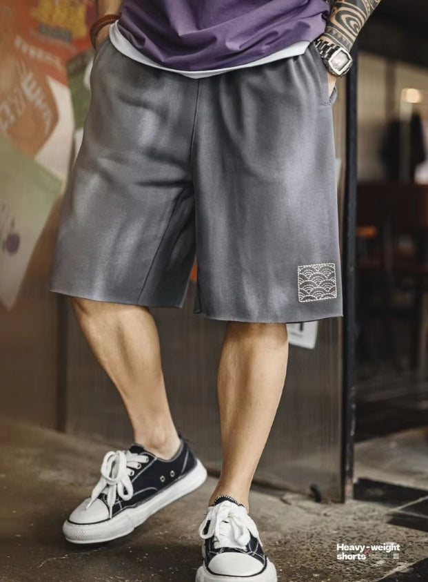 Vintage Loose Fit Shorts – Wave Detail