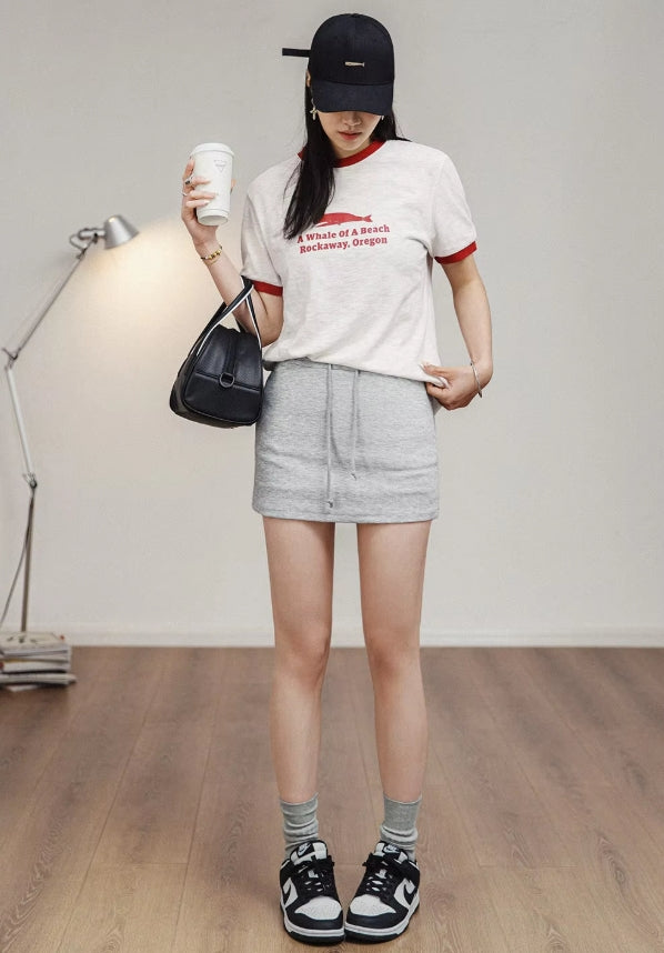 Ringer Graphic Tee – Whale Print