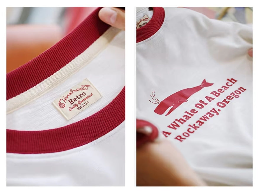 Ringer Graphic Tee – Whale Print