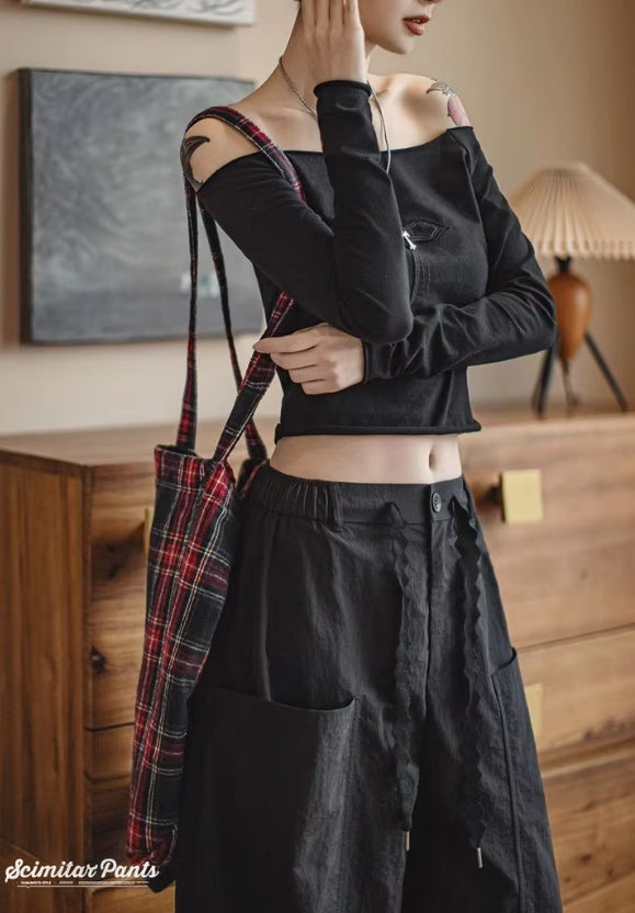 Wide Nylon Crop Pants