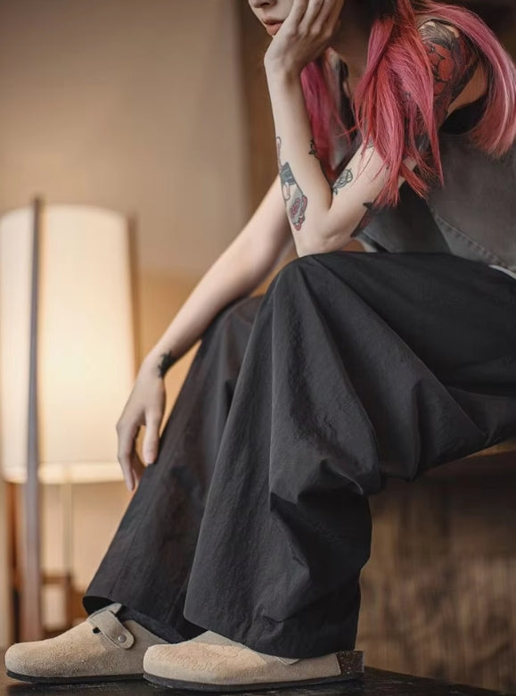 Wide Nylon Crop Pants