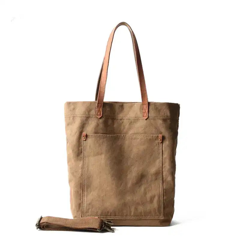 Minimalist vintage canvas crossbody tote bag in khaki