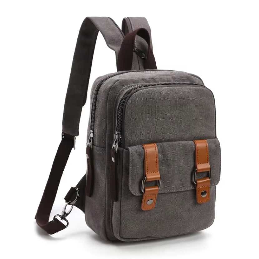 Solid color canvas backpack in gray