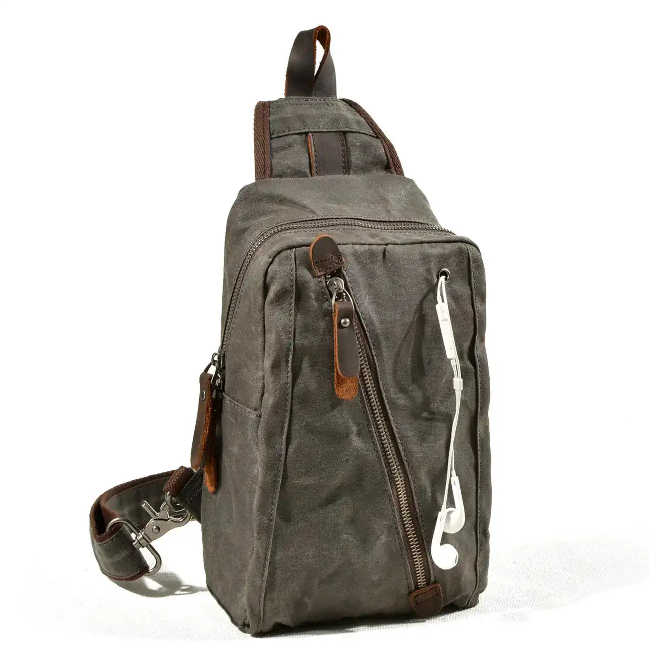 Canvas shoulder bag in gray green