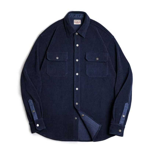 Vintage corduroy shirt jacket in navy blue