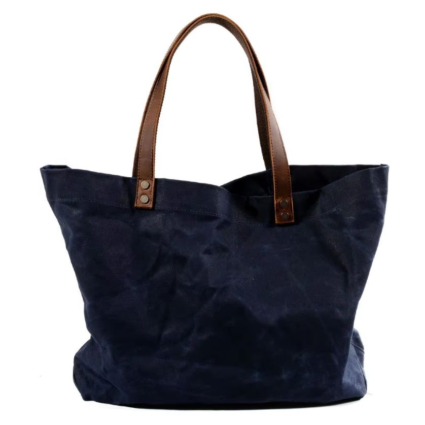 Waterproof oil wax canvas tote bag