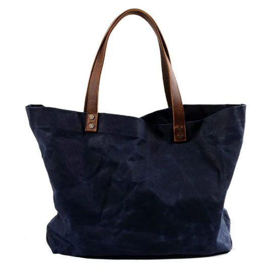Waterproof oil wax canvas tote bag