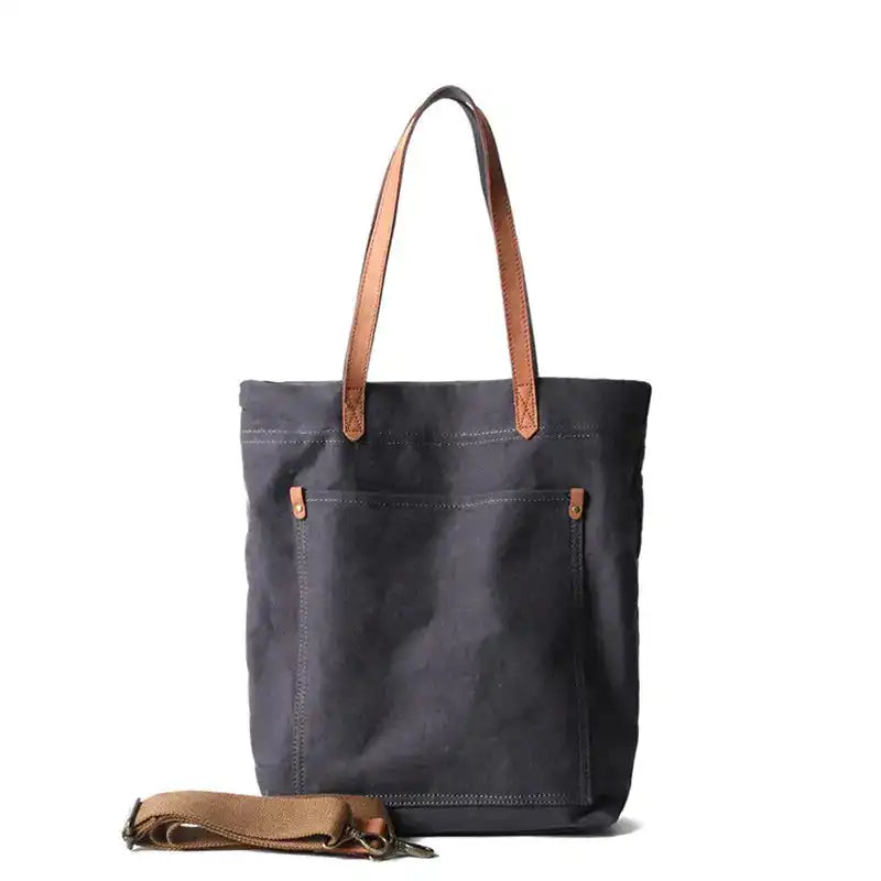 Minimalist vintage canvas crossbody tote bag in Dark gray