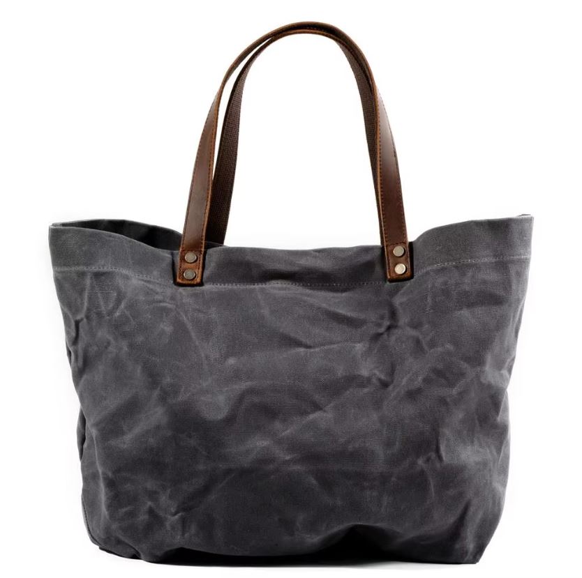 Waterproof oil wax canvas tote bag