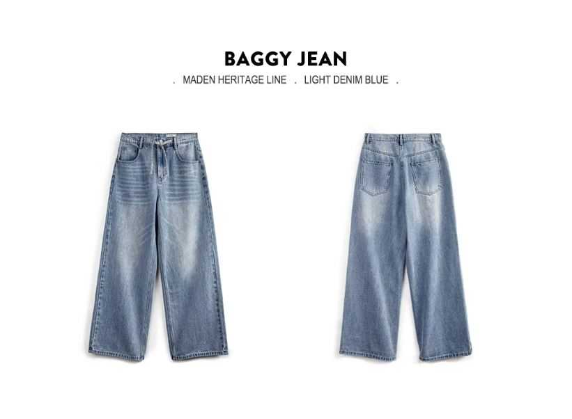 Hellblaue Jeans mit weitem Bein