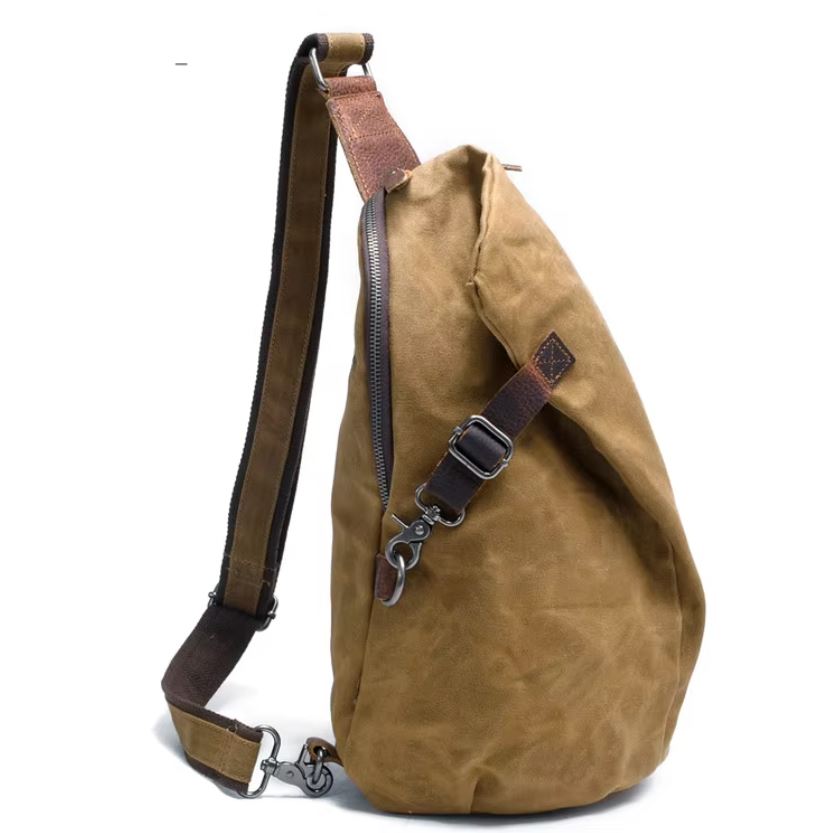 Canvas waist bag in khaki