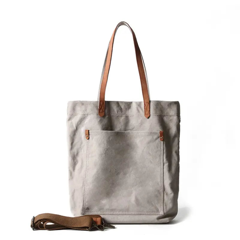 Minimalist vintage canvas crossbody tote bag in white