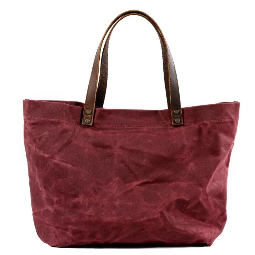 Waterproof oil wax canvas tote bag