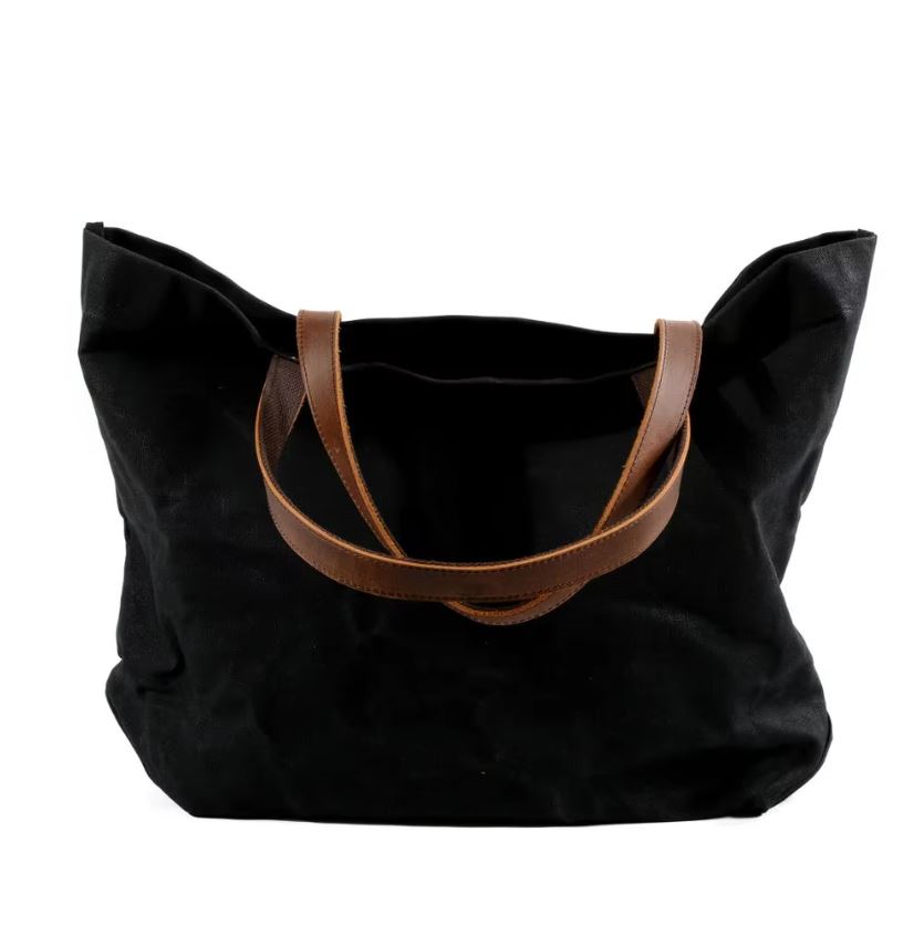 Waterproof oil wax canvas tote bag
