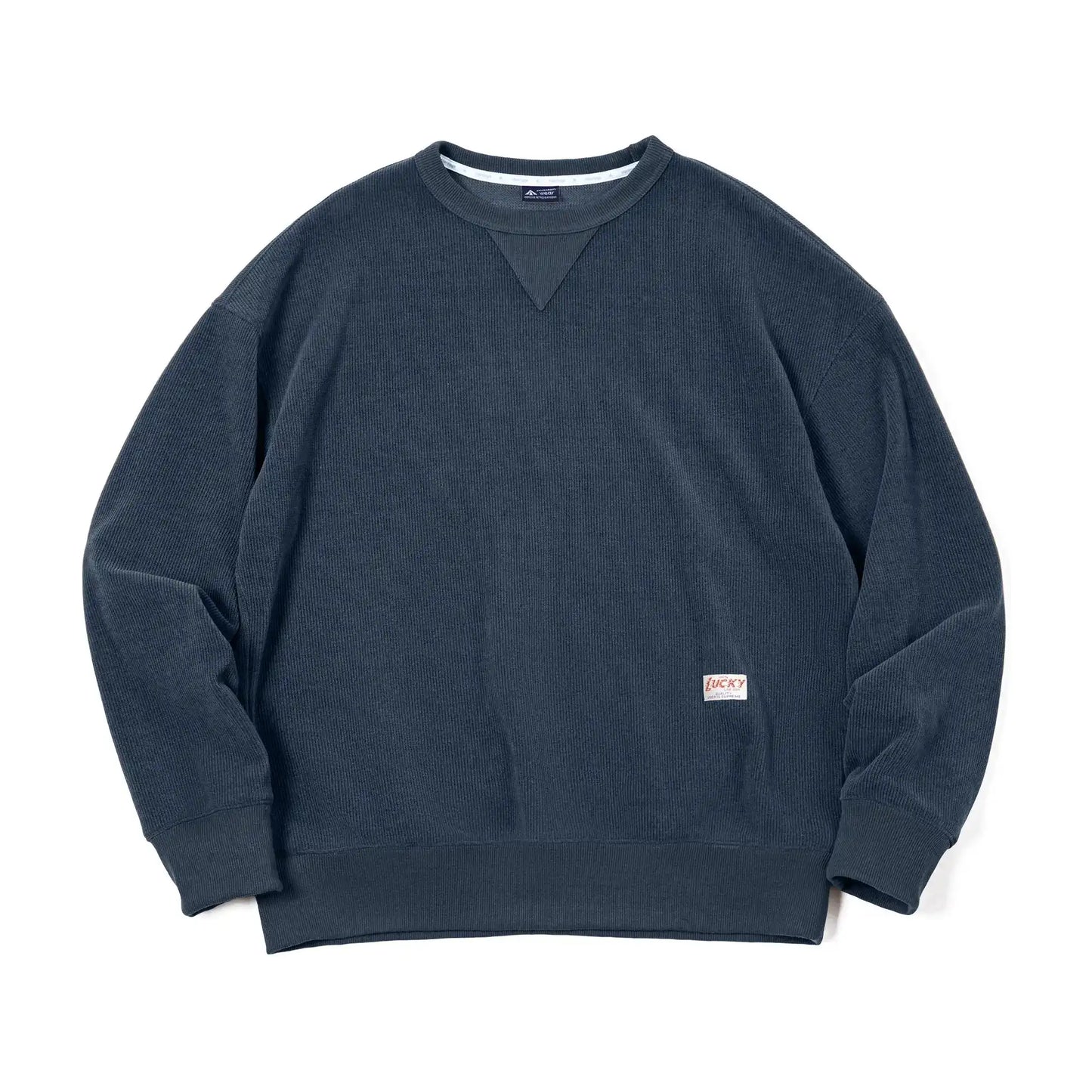 Chenille crewneck sweatshirt in navy blue