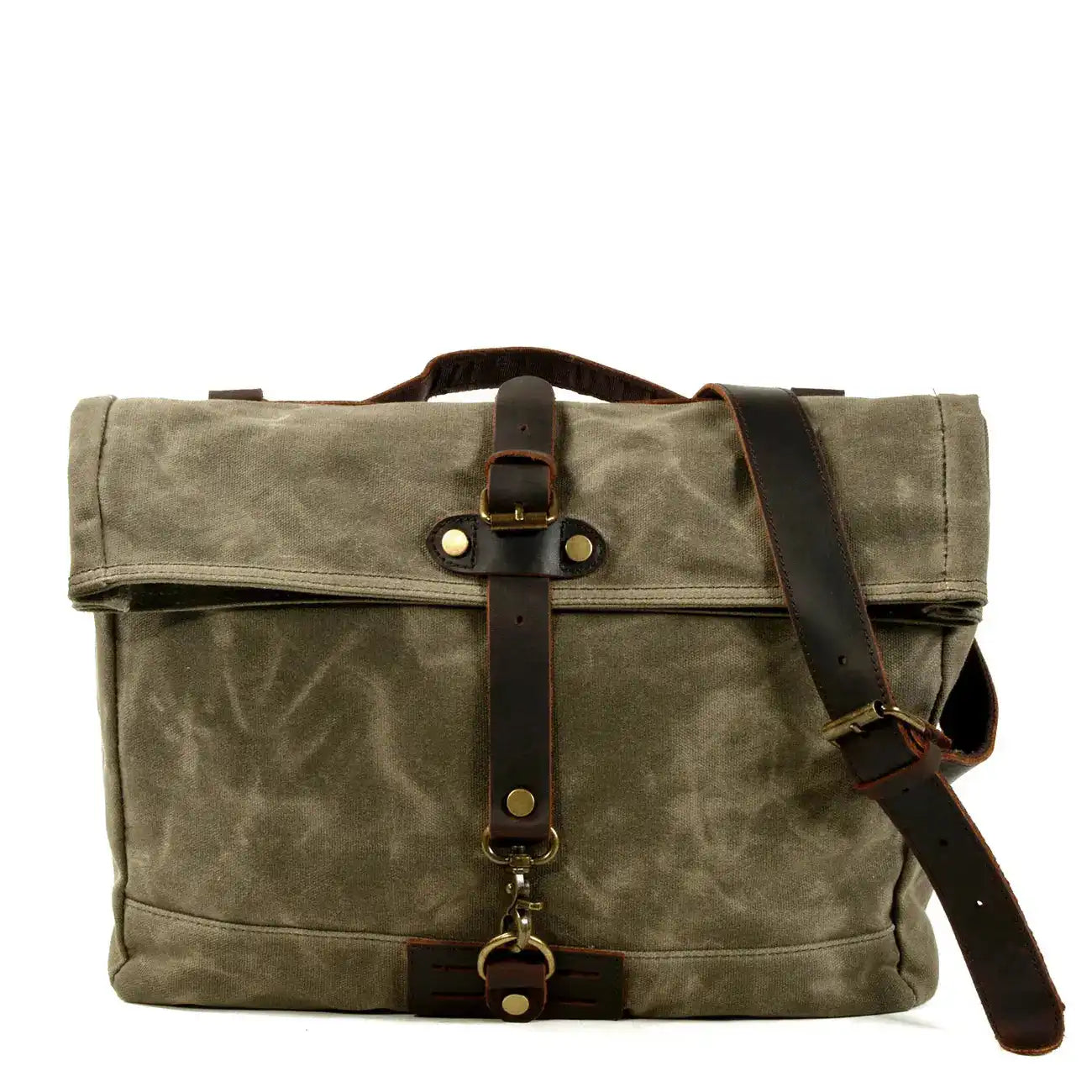 Wax canvas laptop messenger bag