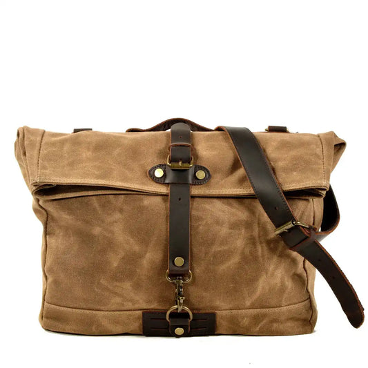 Wax canvas laptop messenger bag