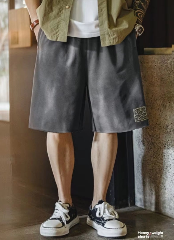 Vintage Loose Fit Shorts – Wave Detail
