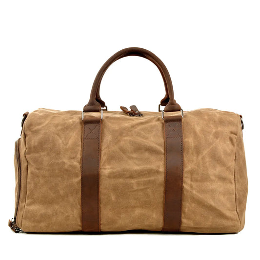 Batik canvas gym and travel bag in khaki – lightweight and durable design