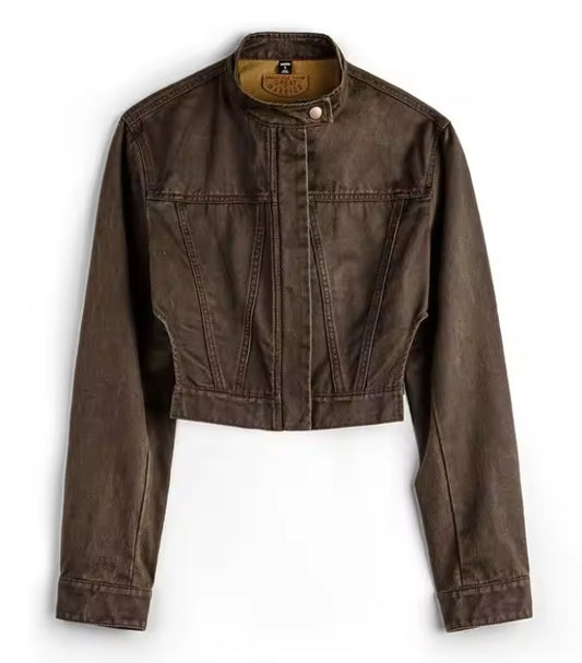 Women’s Vintage Brown Zipper Jacket
