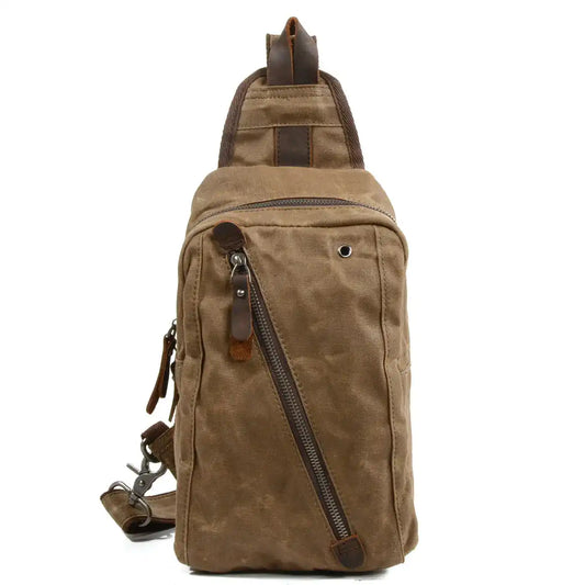 Canvas shoulder bag in khaki