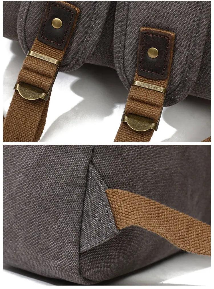 Retro-Rucksack aus Canvas und Leder