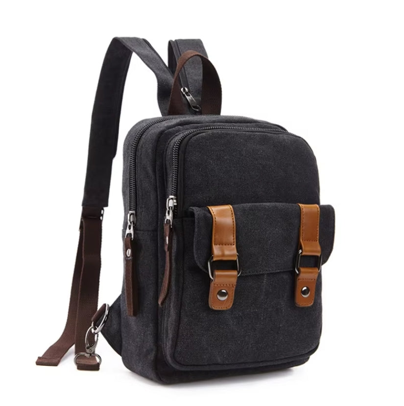 Solid color canvas backpack in black