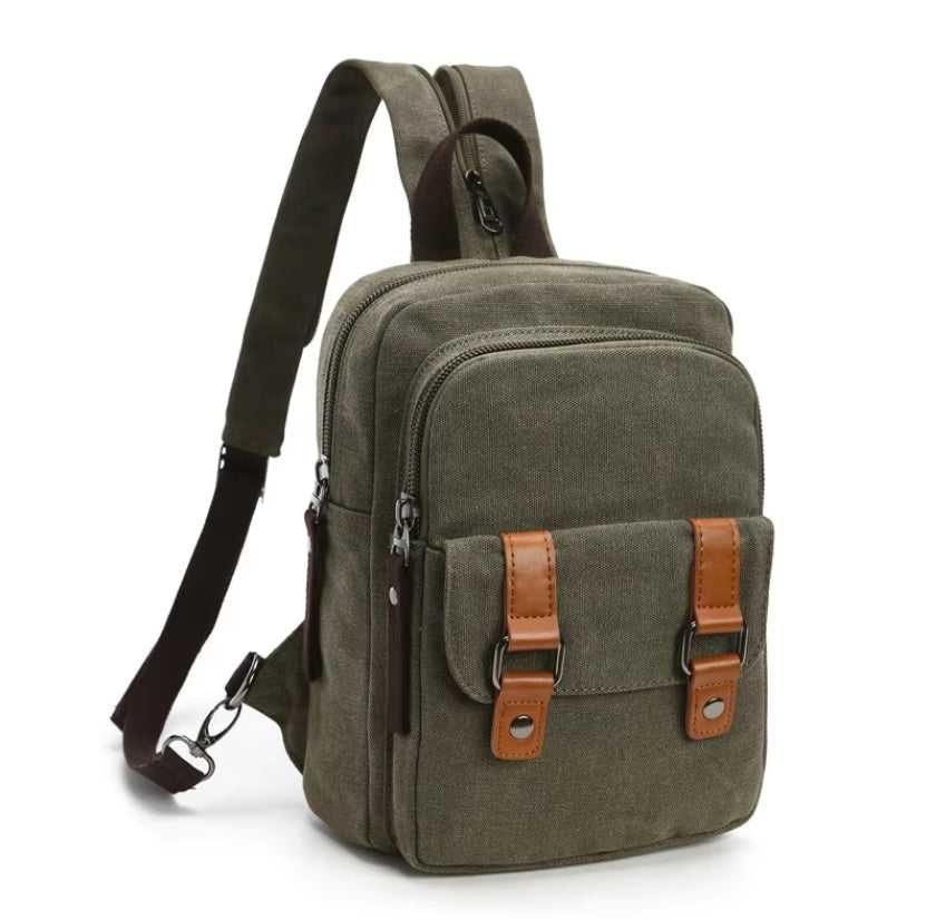 Solid color canvas backpack in green