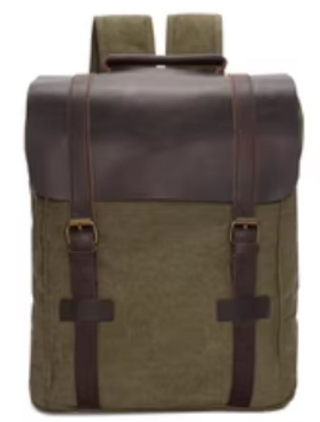 Retro canvas and leather backpack