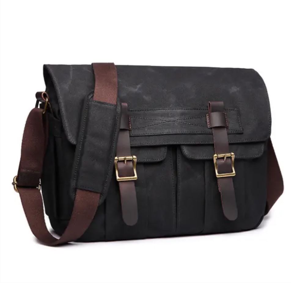 Vintage leather messenger bag