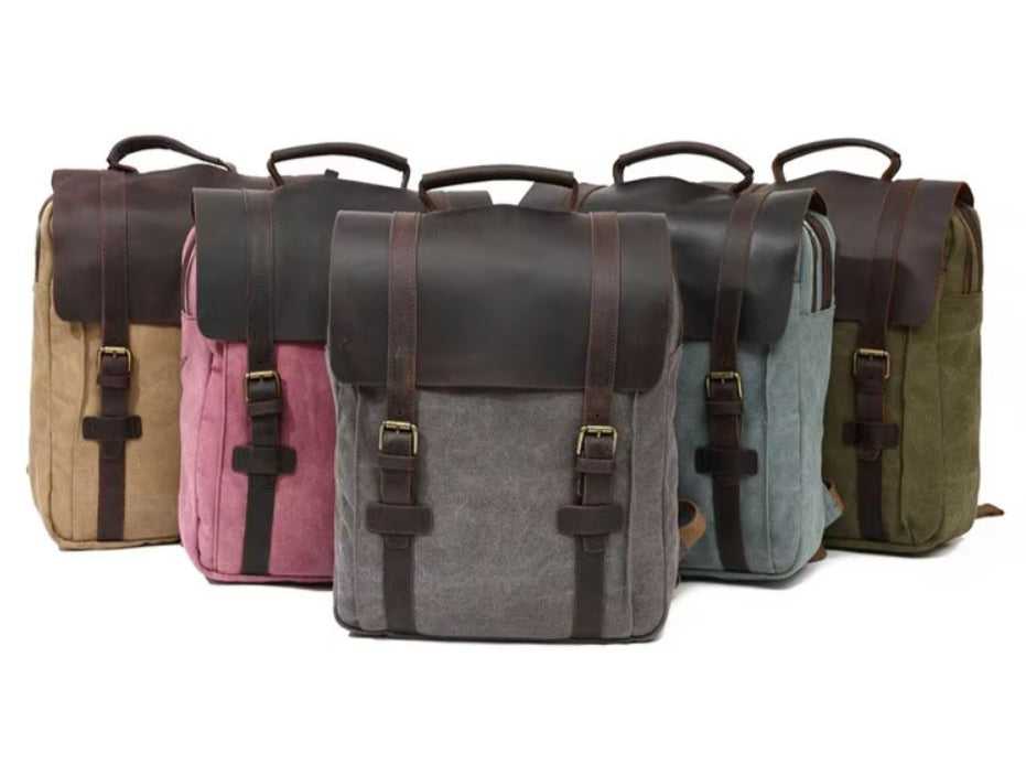 Retro-Rucksack aus Canvas und Leder