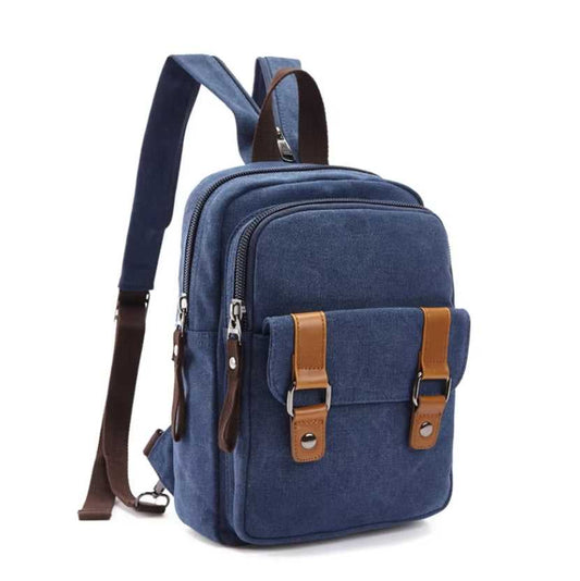 Solid color canvas backpack in blue