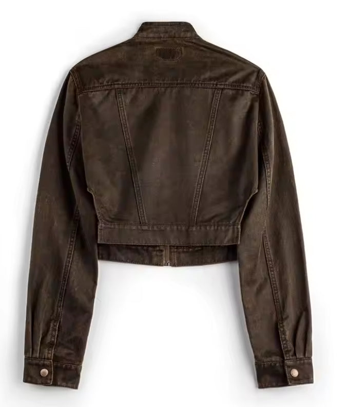 Women’s Vintage Brown Zipper Jacket