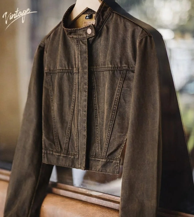 Women’s Vintage Brown Zipper Jacket