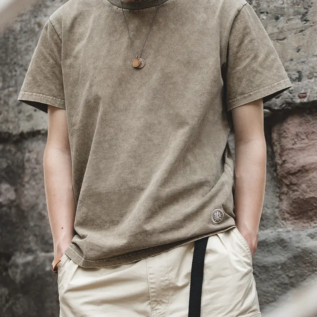 Wax-dyed tee in taupe